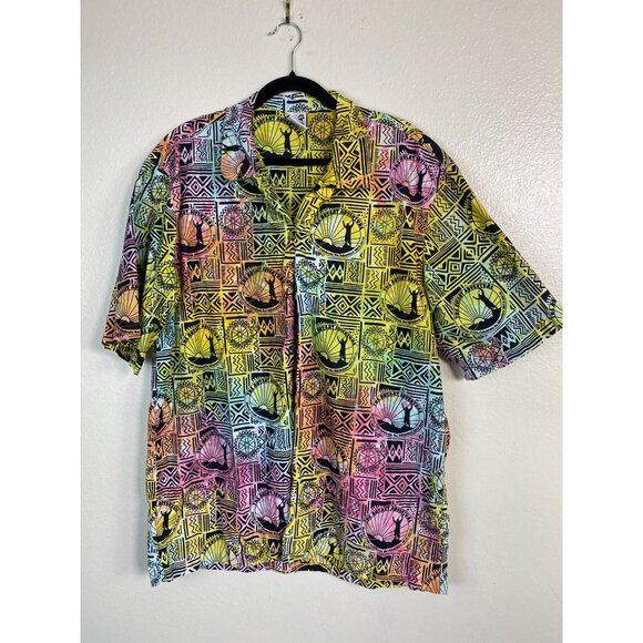 Wet Dog Mens Short Sleeve Hawaiian Shirt 2X‎ Colorful Geometric Tribal Design - Picture 12 of 13